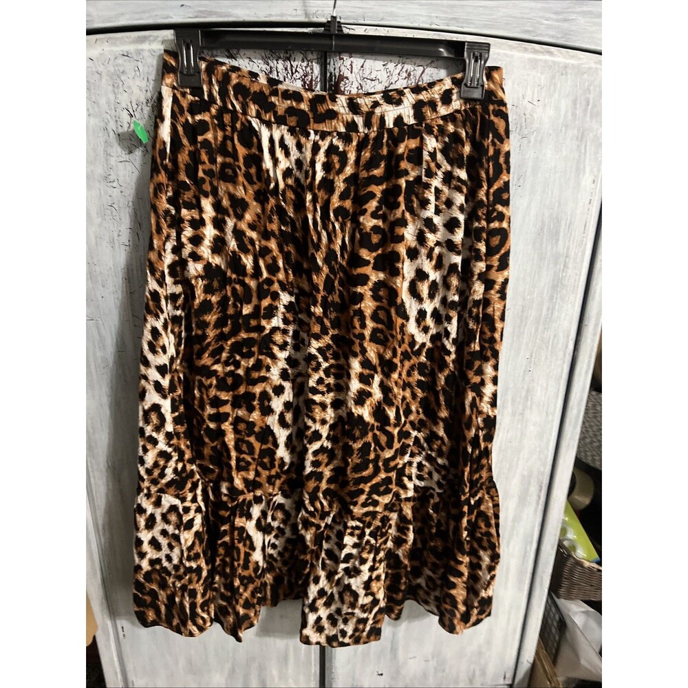 Talbots ruffled button up leopard maxi skirt larg… - image 6